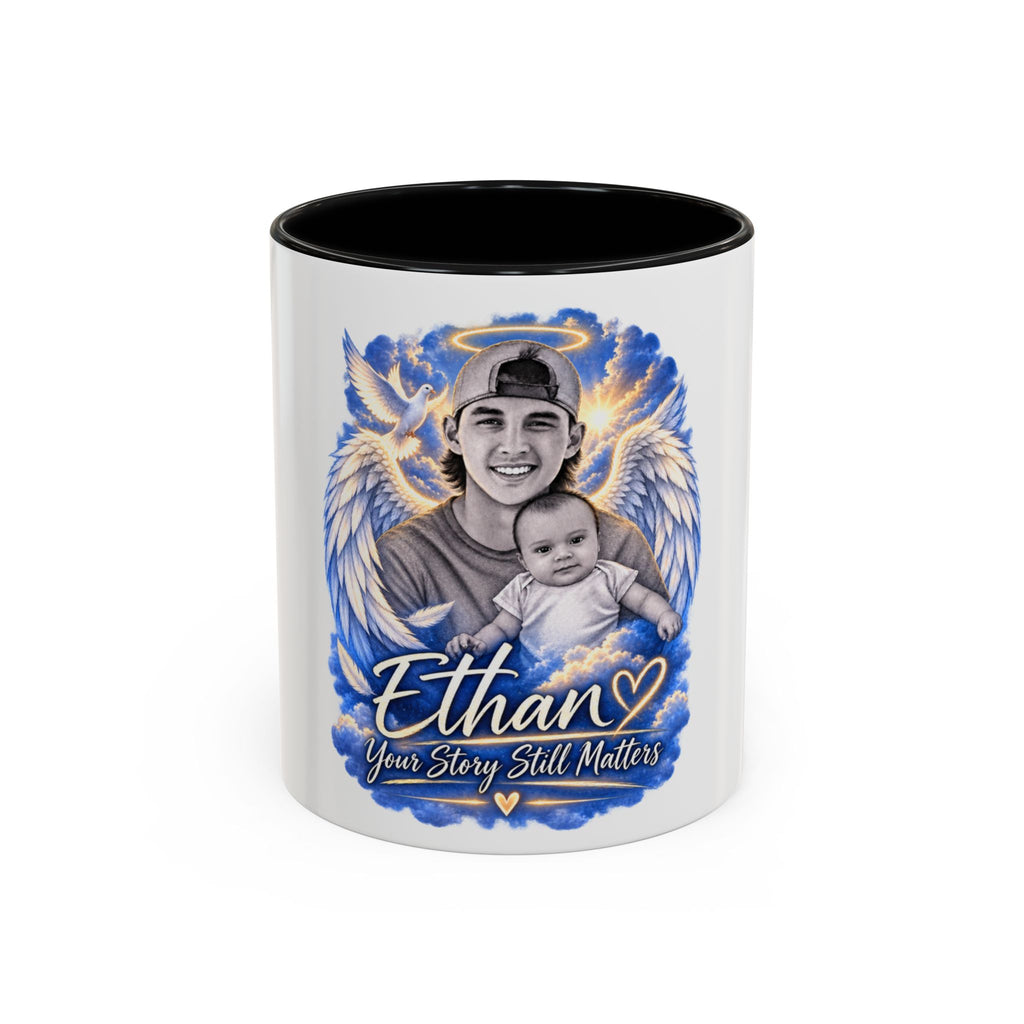 Memorial Coffee Mug — Personalized "Ethan  Your Story Still Matters" Angel Wings Tribute