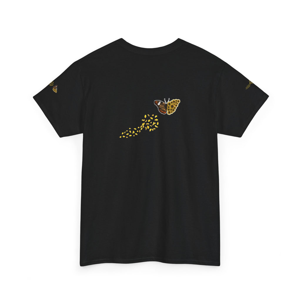 Sunflower Kitten Tee | Butterfly Accent, Floral Cat Shirt