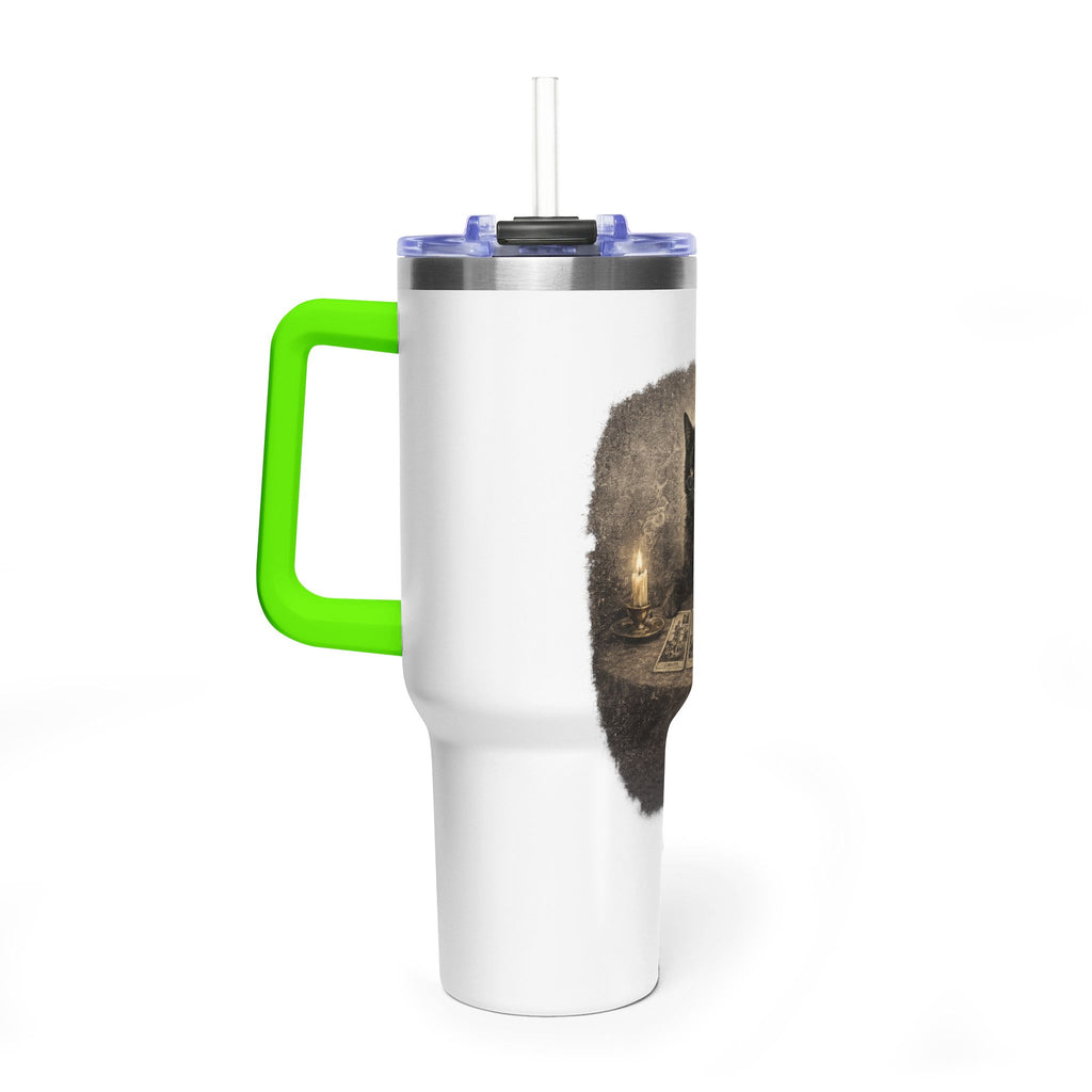 40oz Black Cat Tarot Tumbler — Witchy Tarot Coffee Travel Mug
