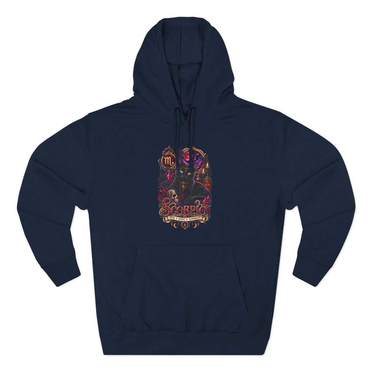 Scorpio Bombay Black Cat Floral Zodiac Hoodie — Intricate Scorpion Zodiac Sign