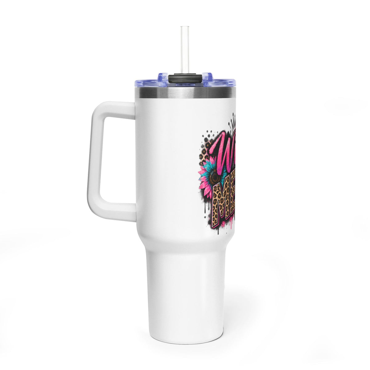 40oz Tumbler - "Wild Mom" Leopard Print Thermal Travel Cup