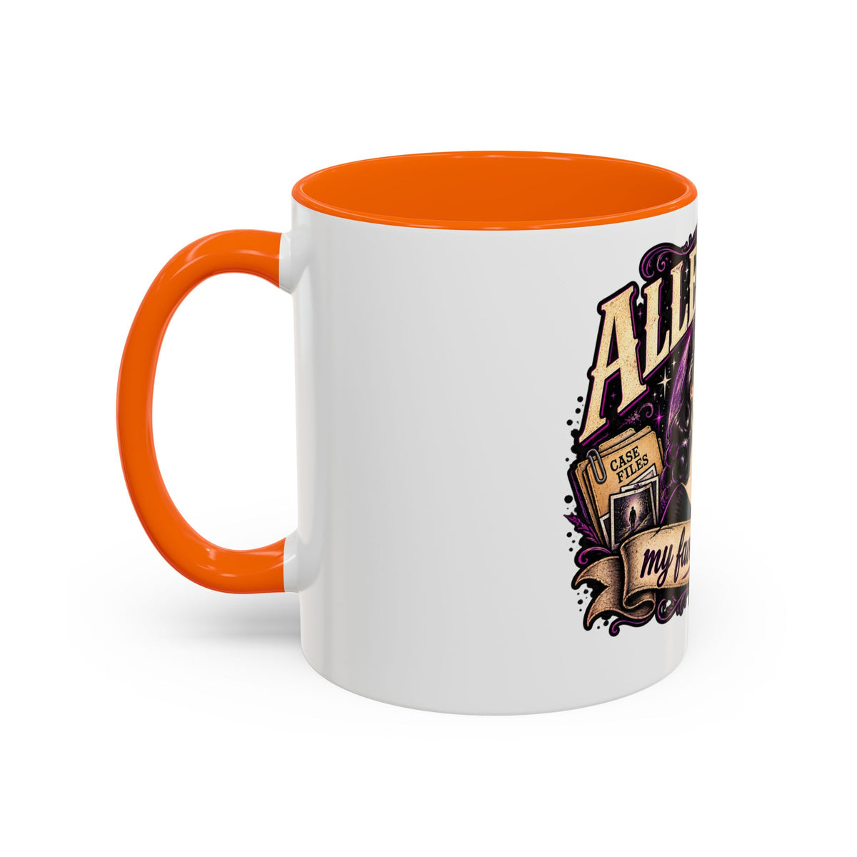 Allegedly Coffee Mug — Retro Pinup Mystery Design