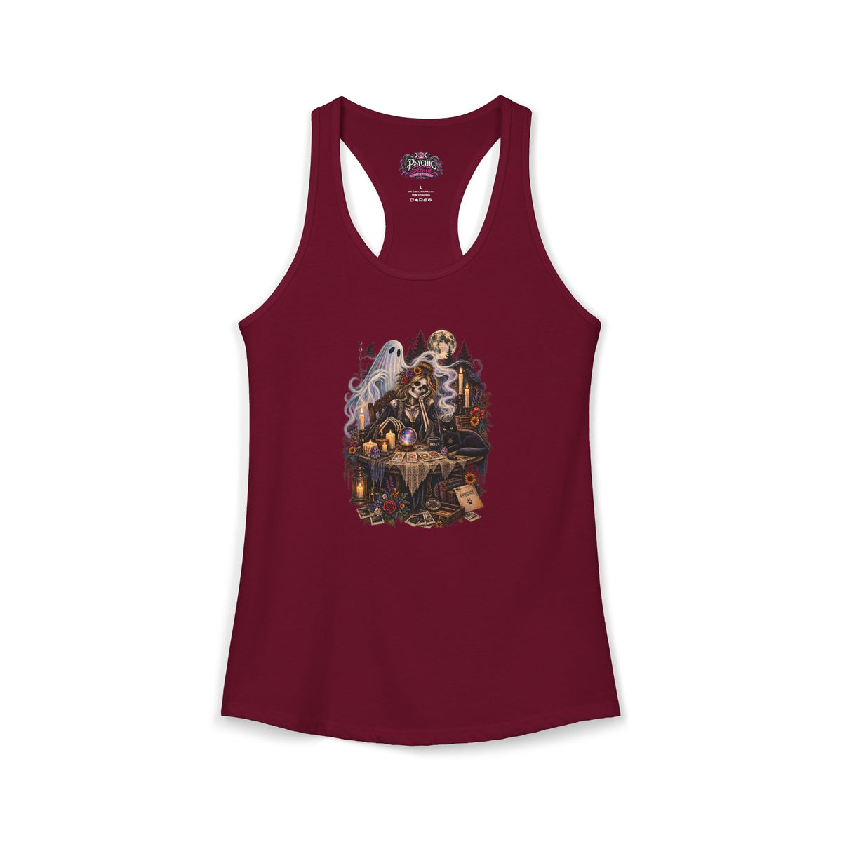 Ghost, Skeleton and Black Cat Read Tarot Cards Tank