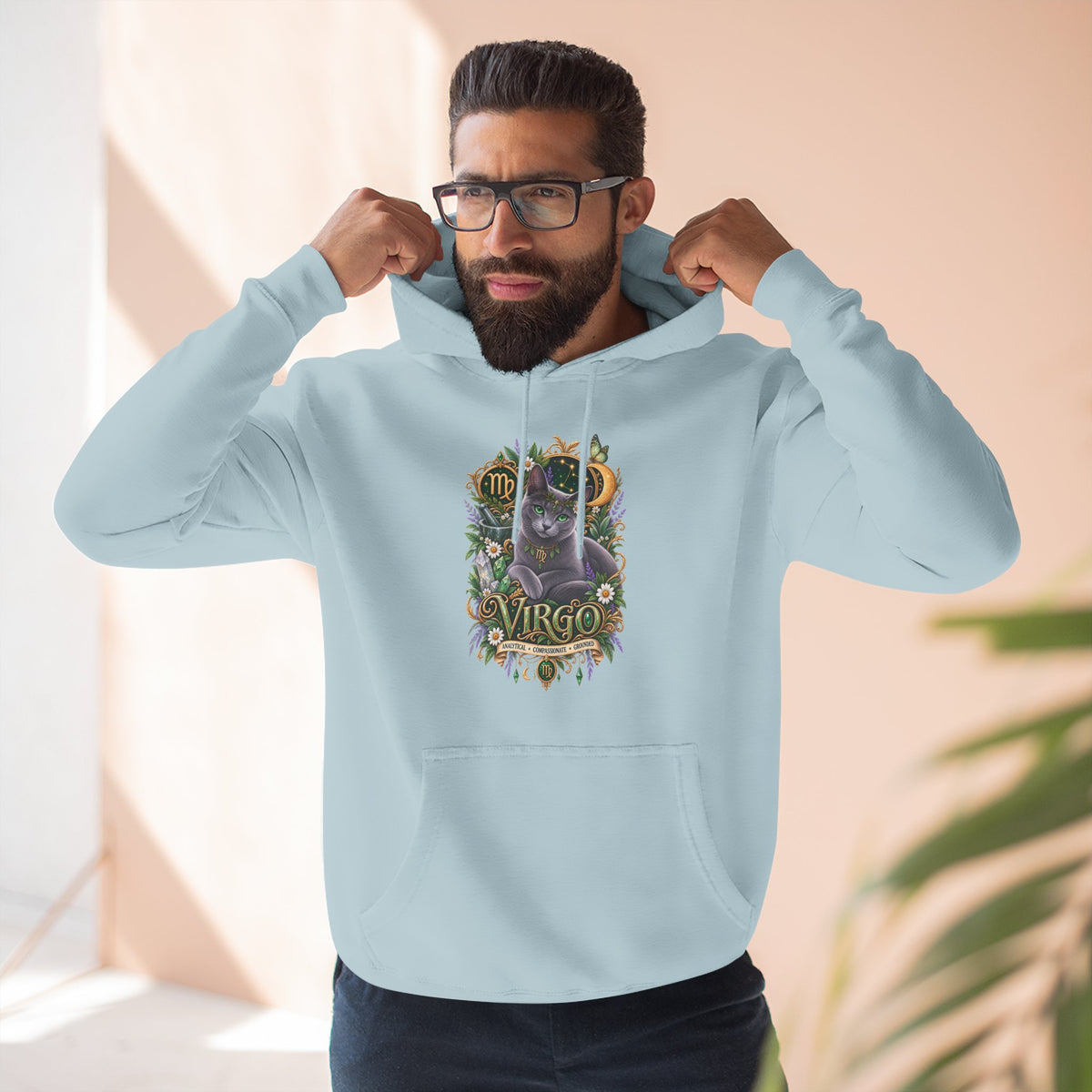 Virgo Russian Blue Cat Zodiac Hoodie — Astrological Virgo Horoscope Pullover