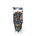 40oz Vacuum Tumbler — 'Trust What You Feel' Moth Nightscape Insulated Cup