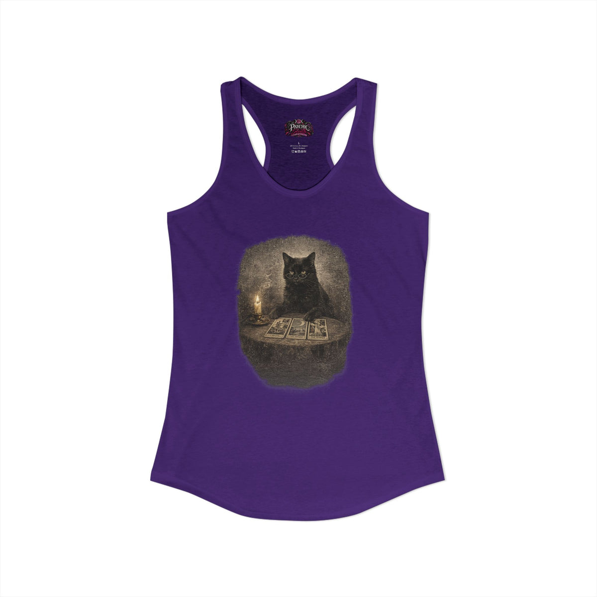 Black Cat reading Tarot Cards Tank