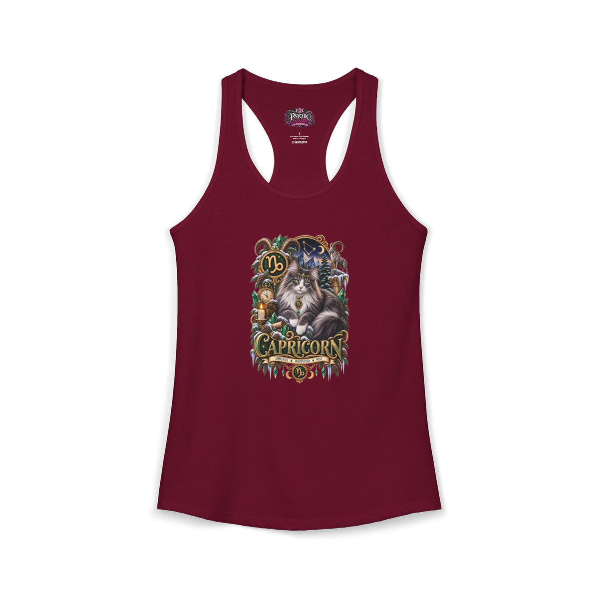 Capricorn Norwegian Forest Cat Zodiac Tank- Celestial Astrology Cat Lover Tank