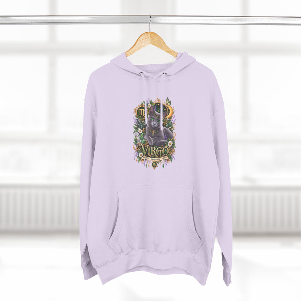 Virgo Russian Blue Cat Zodiac Hoodie — Astrological Virgo Horoscope Pullover