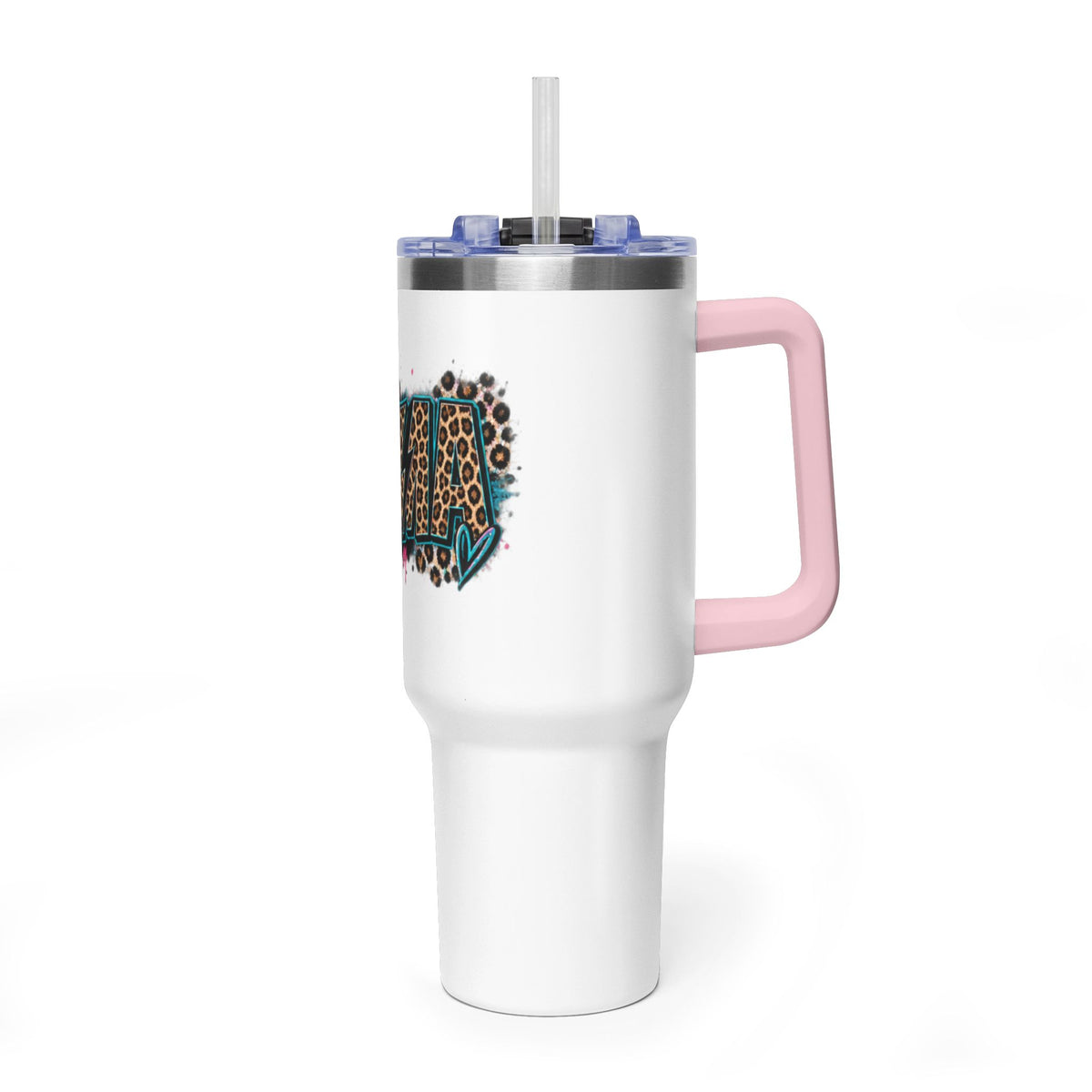 40oz Vacuum Tumbler — Mema Leopard Print Floral Design