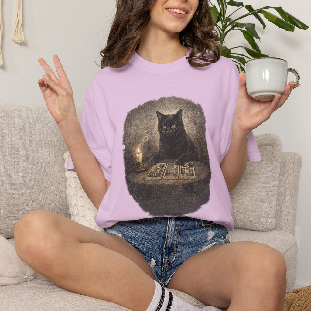 Tarot Cat T-Shirt — Black Cat Fortune Teller Graphic Tee