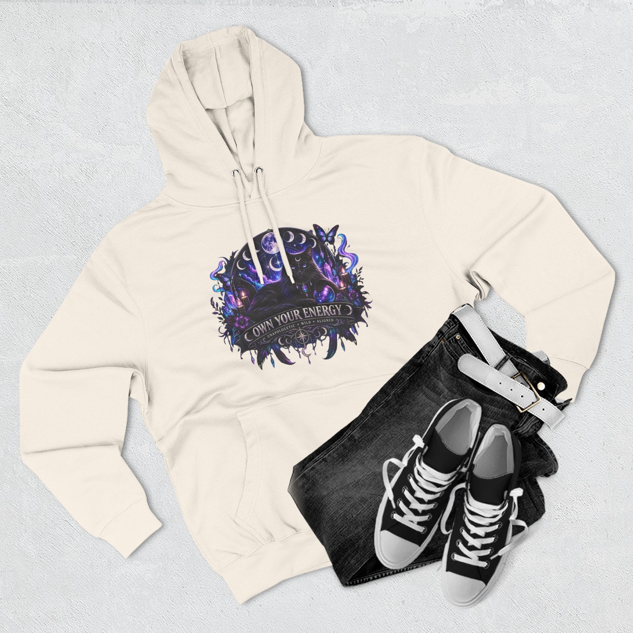 Mystical Black Cat Fleece Hoodie