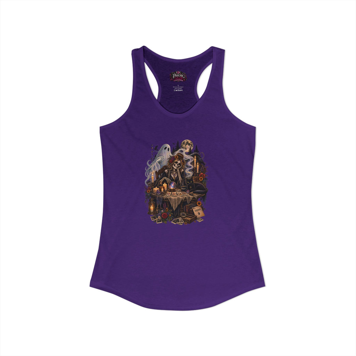 Ghost, Skeleton and Black Cat Read Tarot Cards Tank