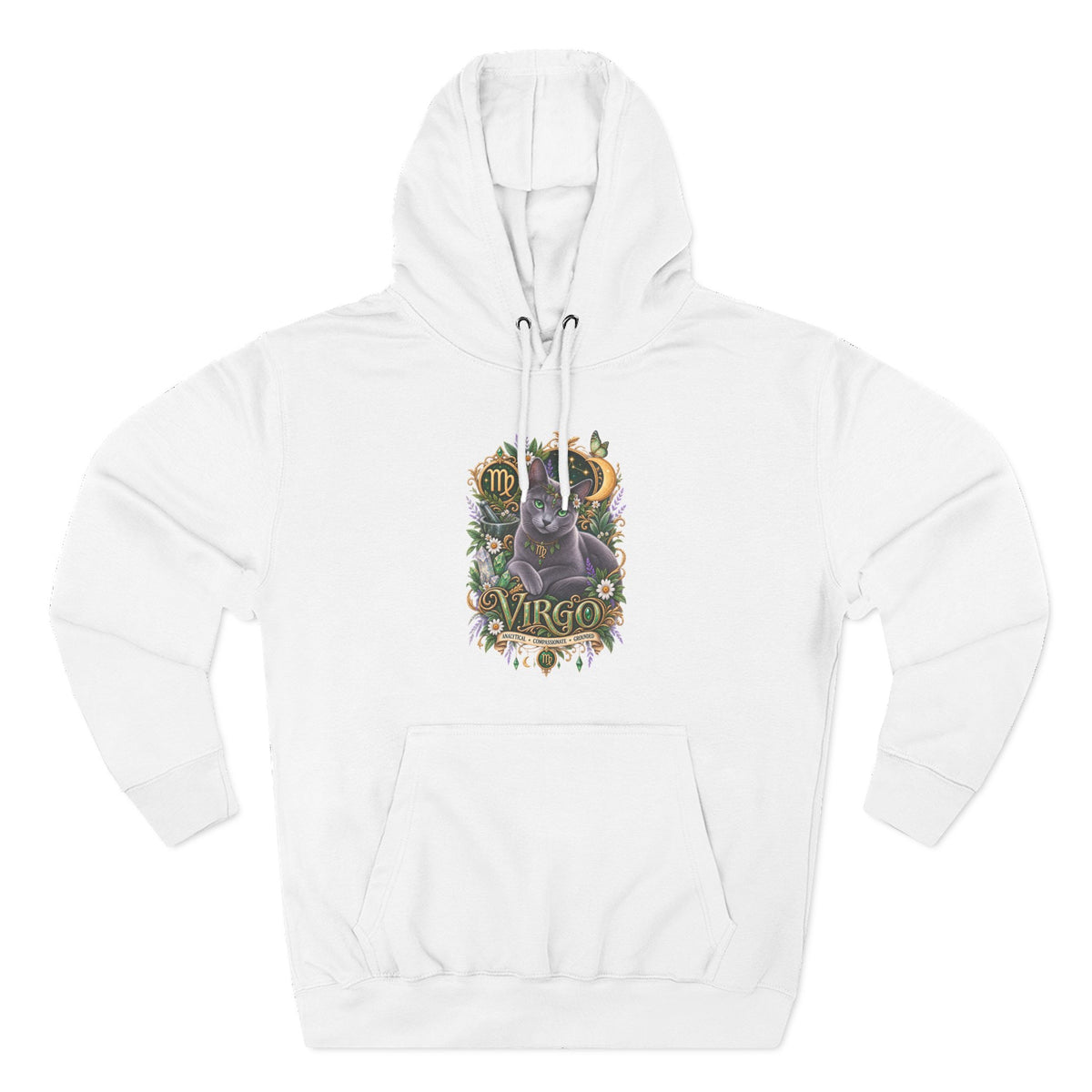 Virgo Russian Blue Cat Zodiac Hoodie — Astrological Virgo Horoscope Pullover