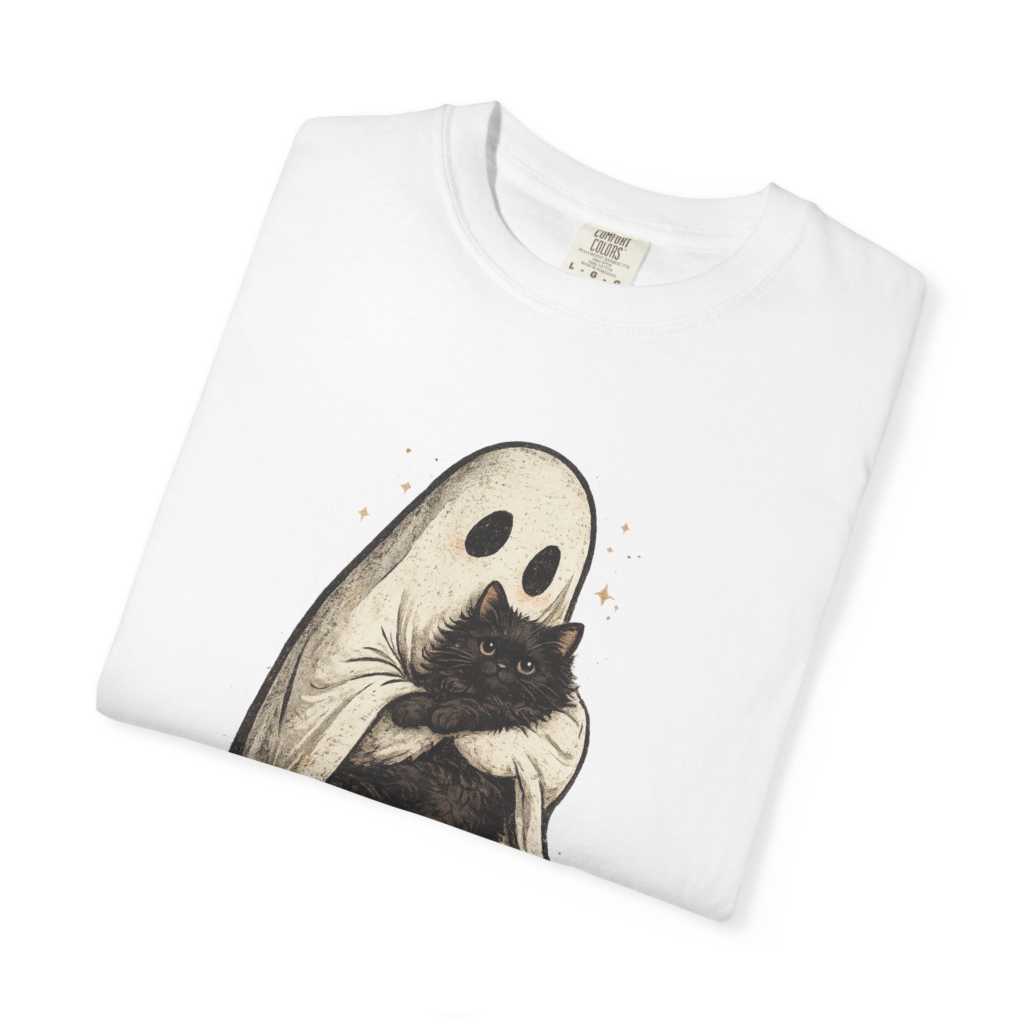 Ghost Hug T-Shirt — Cute Ghost Holding Cat Graphic Tee