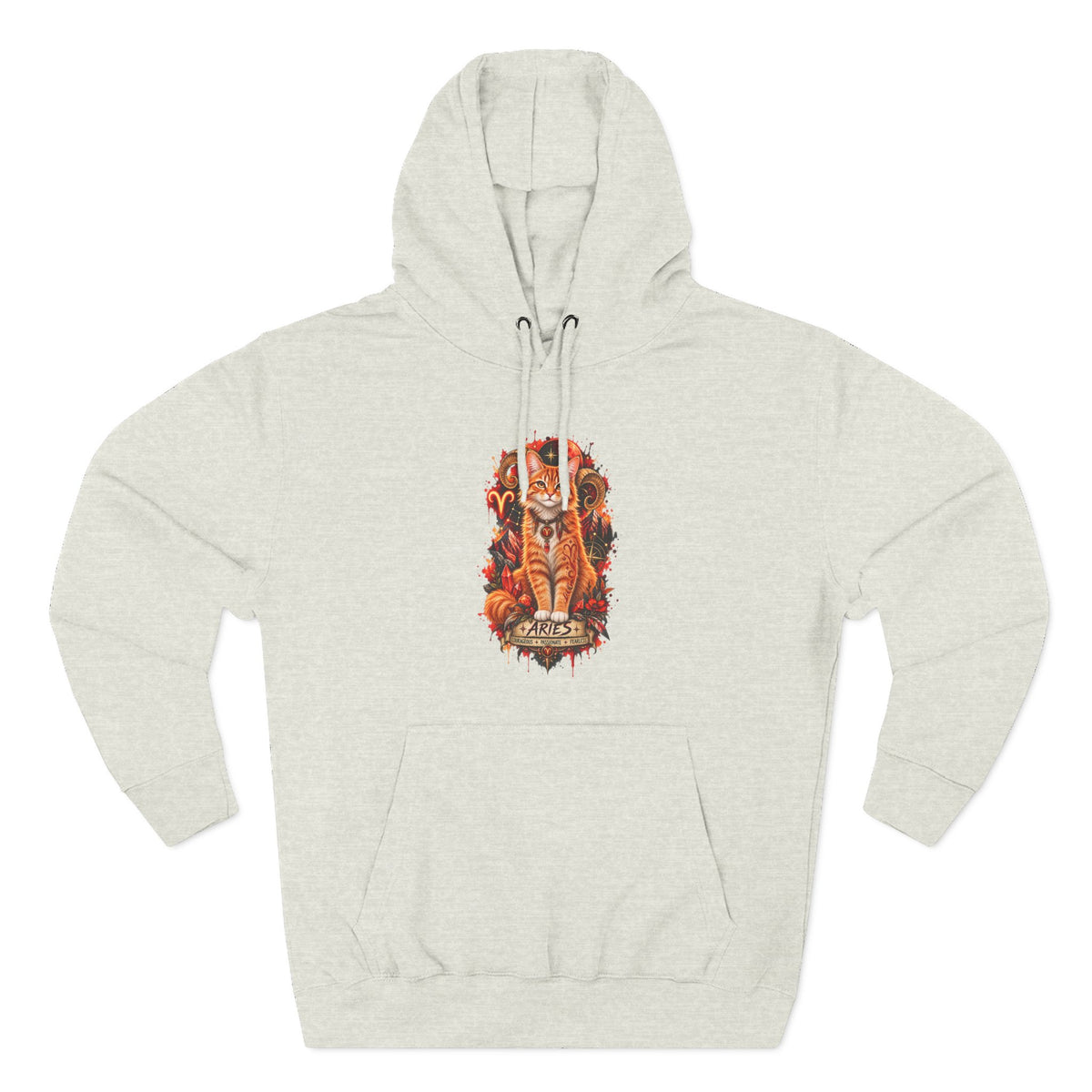 Aries Tabby Cat Zodiac Hoodie — Zodiac Constellation Graphic Fleece Pullover