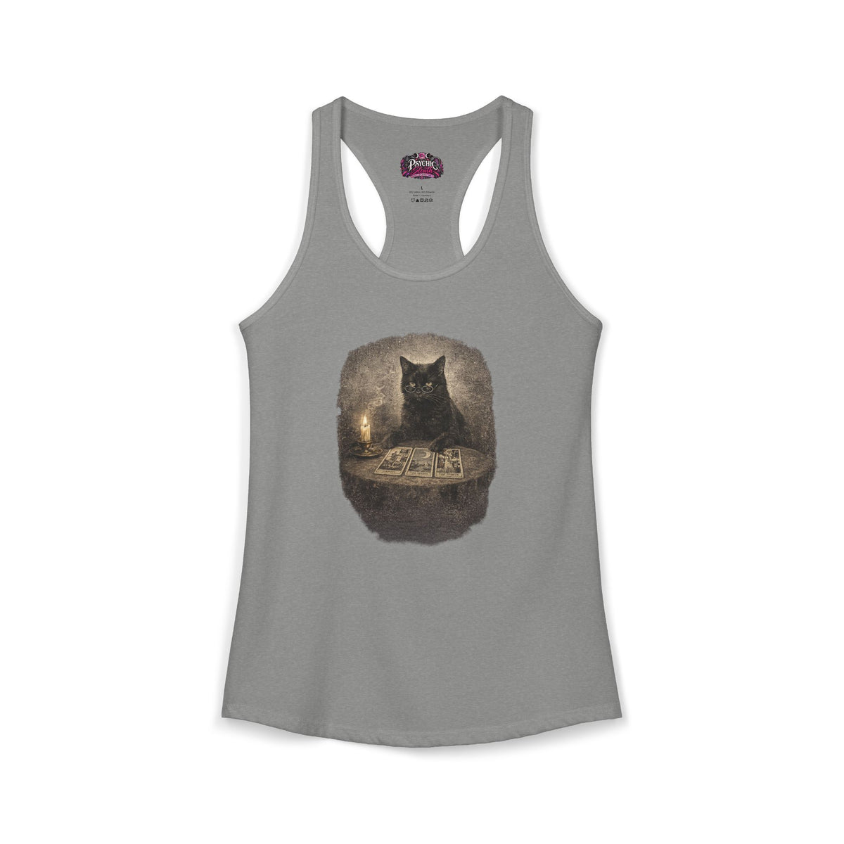 Black Cat reading Tarot Cards Tank