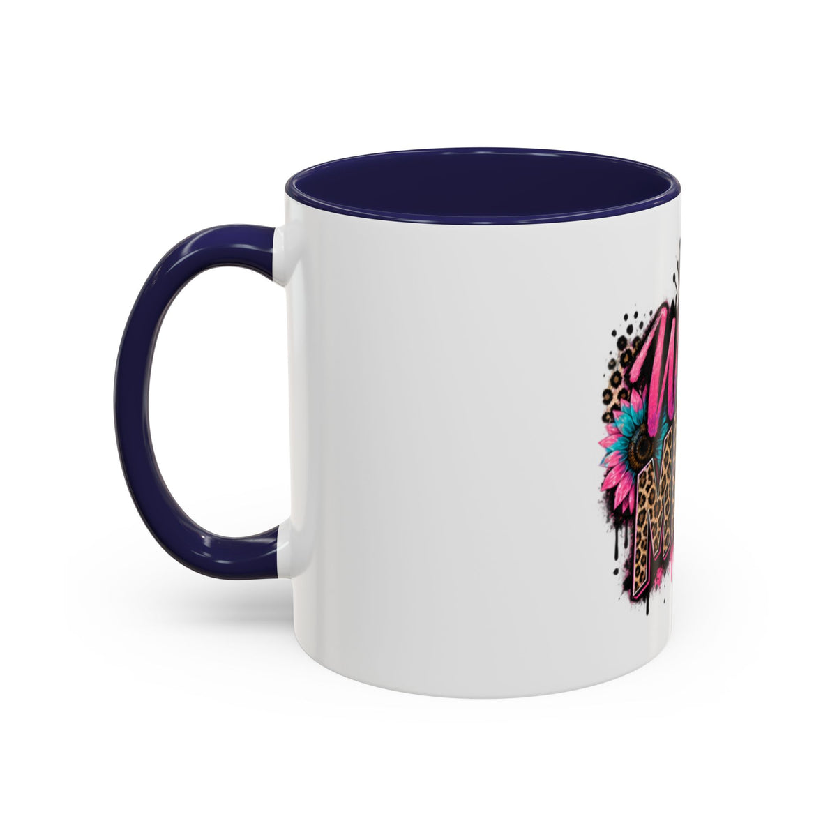 Wild Mama Leopard Accent Coffee Mug – Fun Mom Gift, Pink Crown Graphic (11/15 oz)