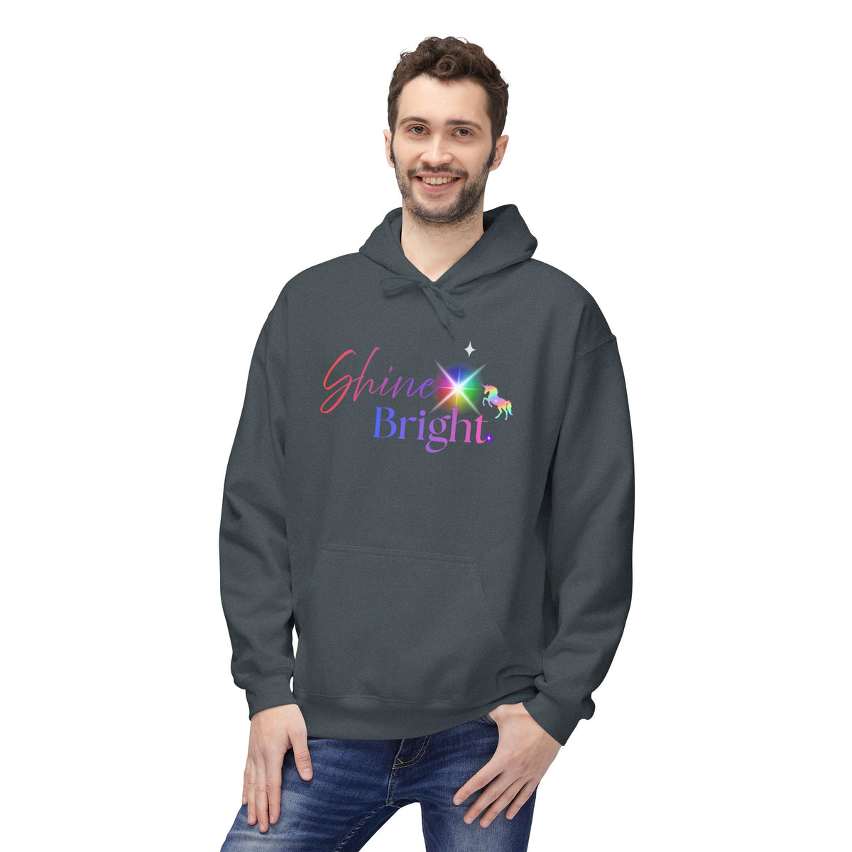 Shine Bright Pastel Hoodie — Inspirational Rainbow Graphic Hoodie