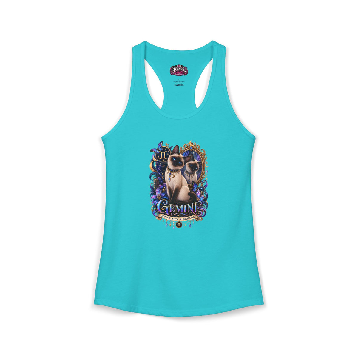 Gemini Siamese Cat Zodiac Tank- Celestial Astrology Cat Lover Tank