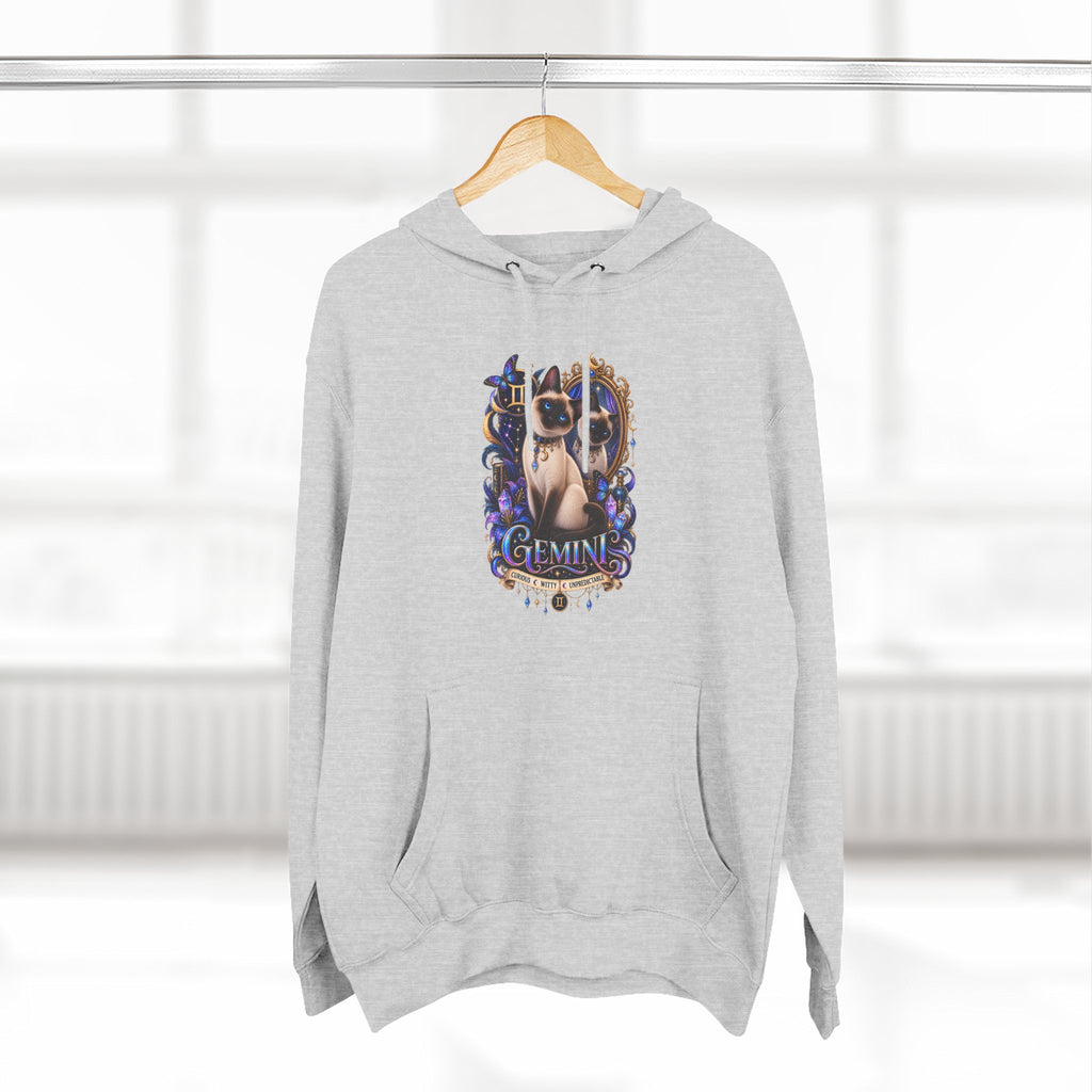 Gemini Siamese Zodiac Hoodie — Mystical Celestial Cat Astrology Design