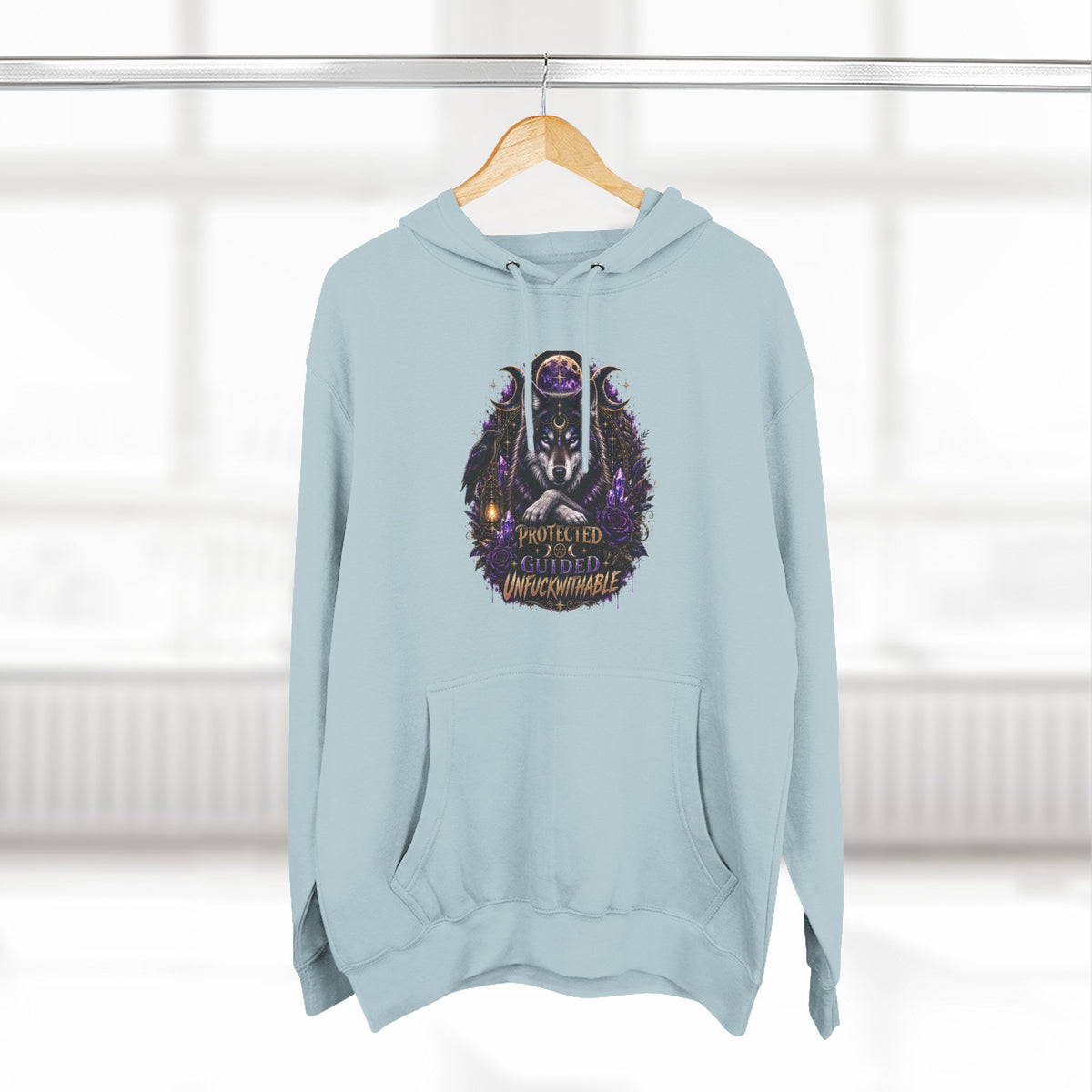 Guided, Protected Unfuckwithable Wolf Hoodie- Occult Graphic