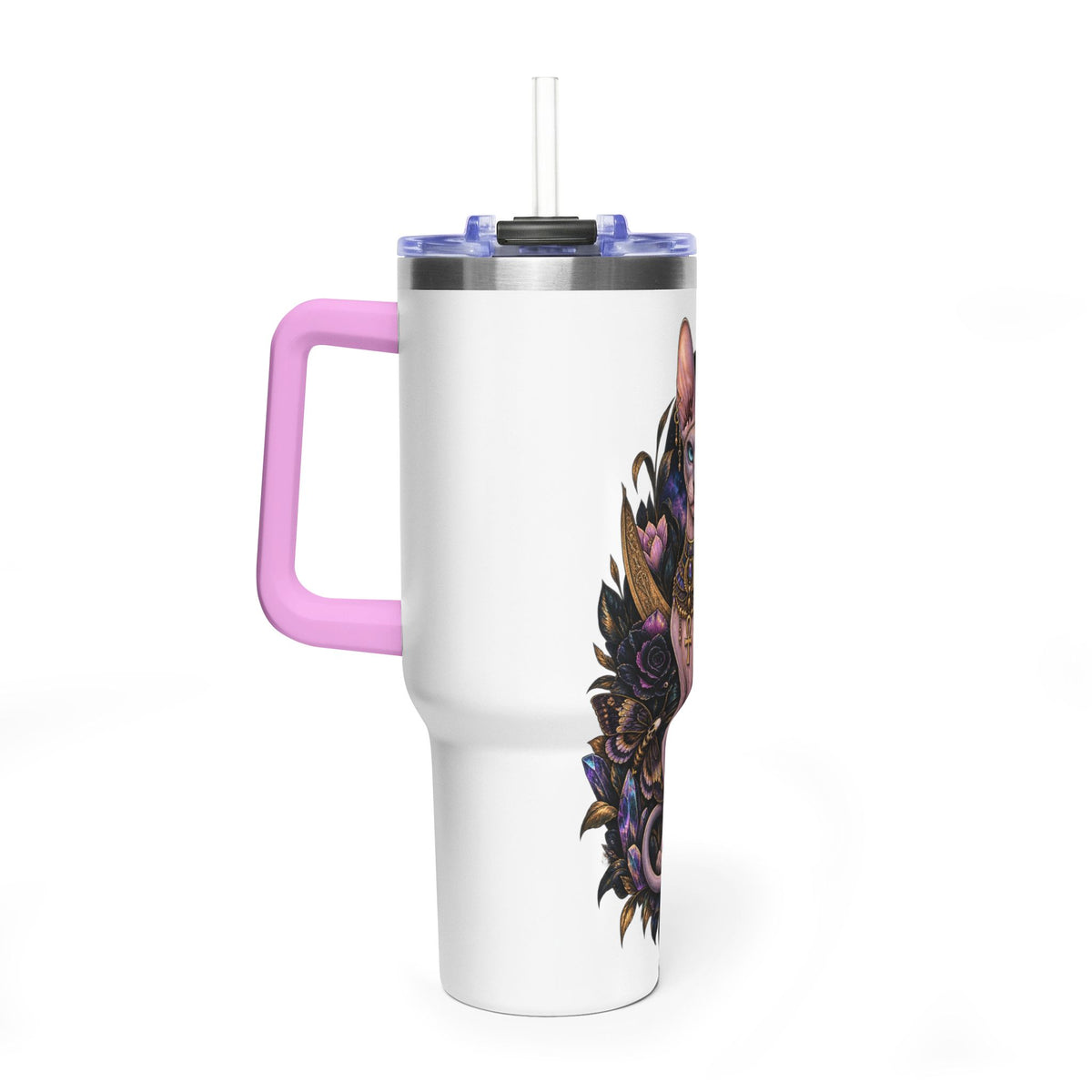 40oz Sphynx Cat Tumbler — Mystical Moon Vacuum Insulated Travel Mug