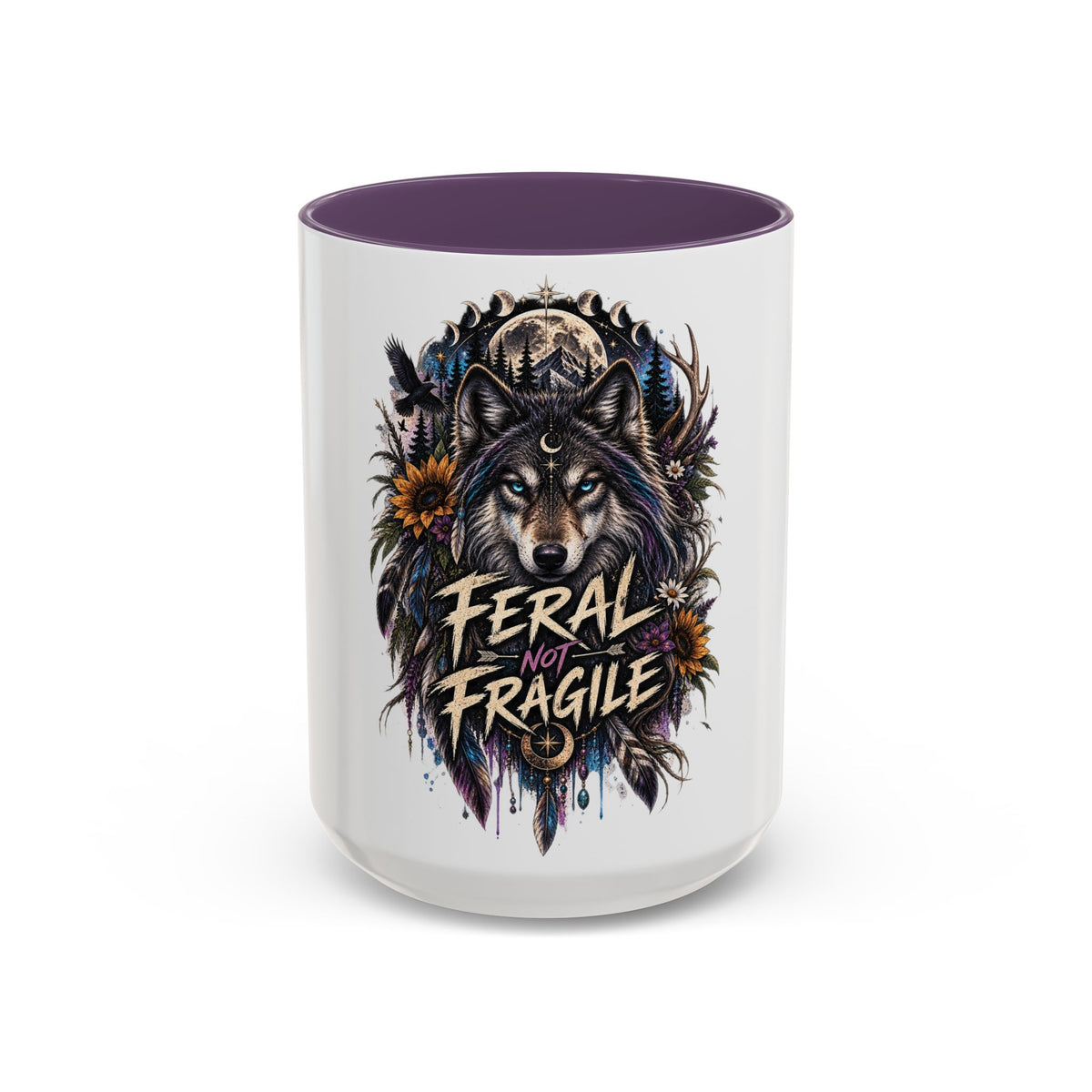 Feral Not Fragile Wolf Accent Coffee Mug (11oz & 15oz)