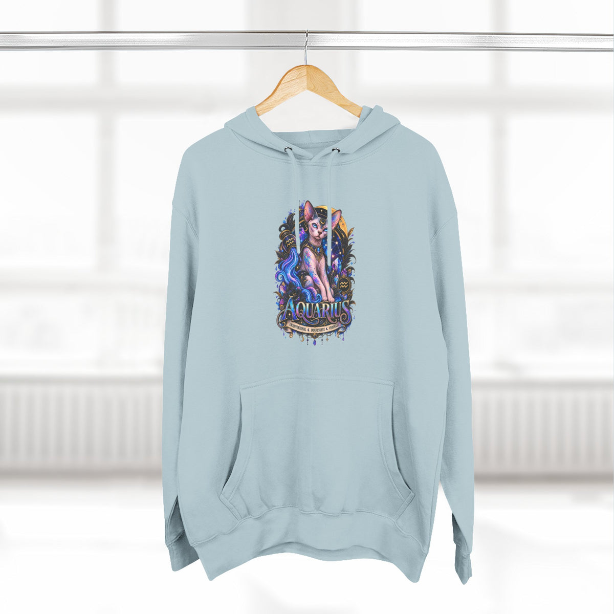 Aquarius Sphynx Cat Zodiac Hoodie- Celestial Astrology Cat Lover Sweatshirt
