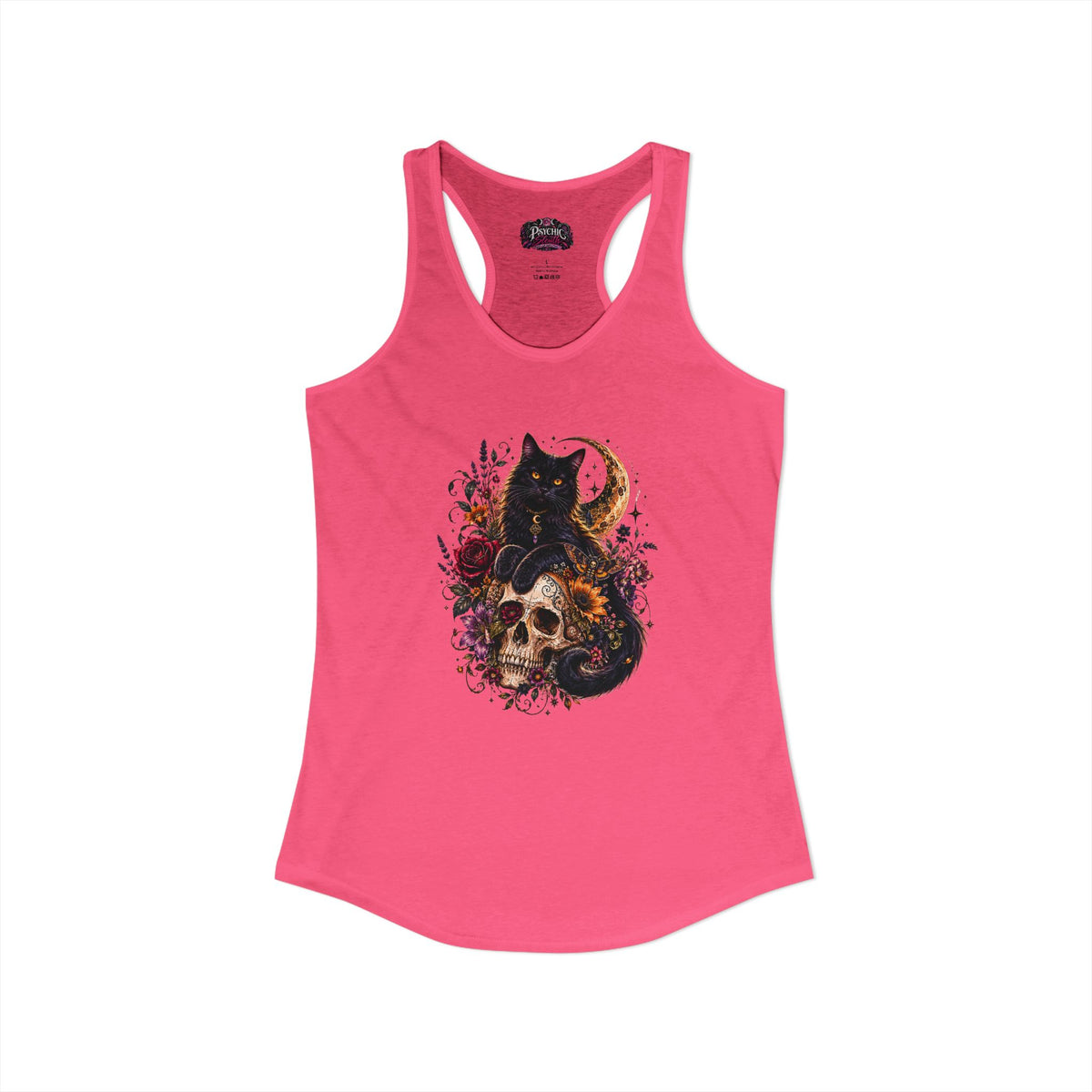 Black Cat and Floral Skeleton Gothic Tank