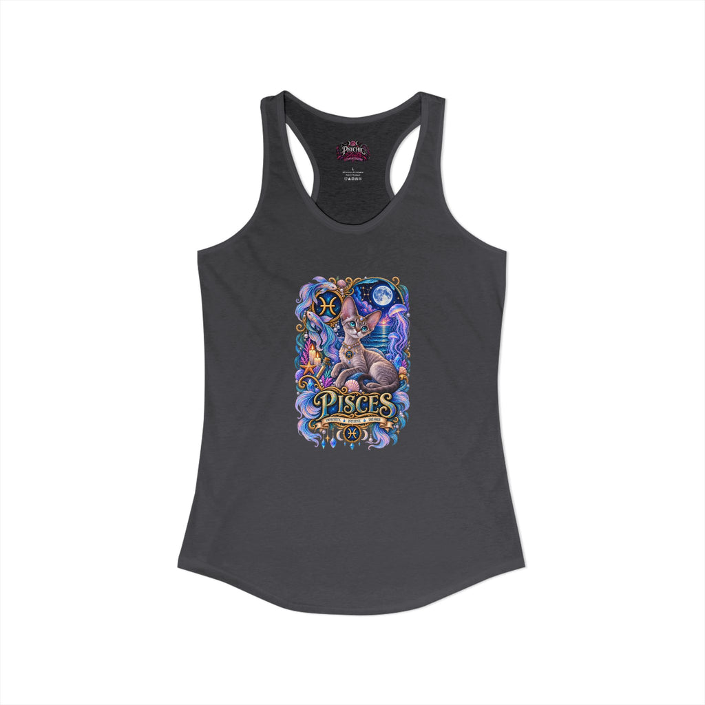 Pisces Devon Rex Cat Zodiac Tank- Celestial Astrology Cat Lover Tank
