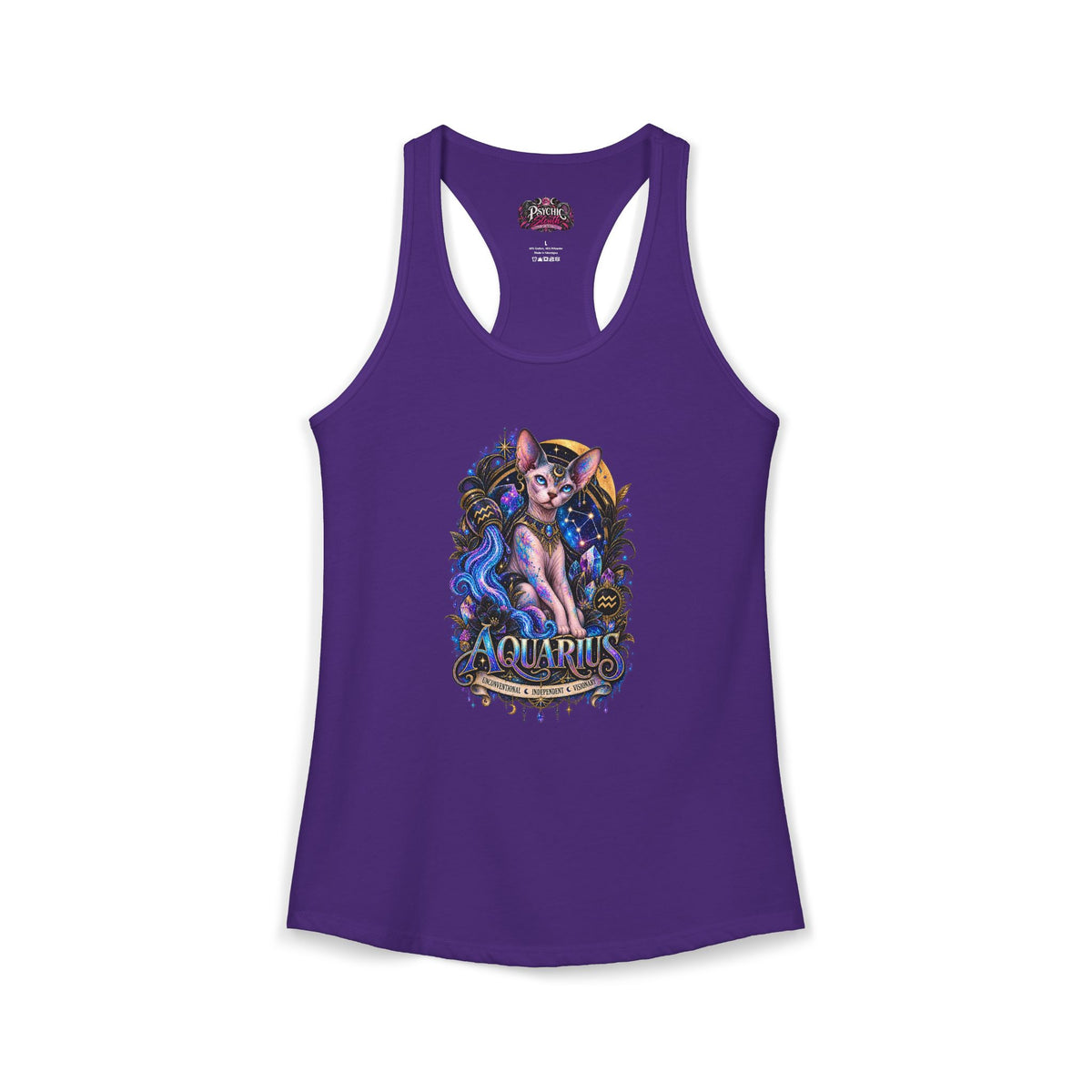 Aquarius Sphynx Cat Zodiac Tank- Celestial Astrology Cat Lover Tank