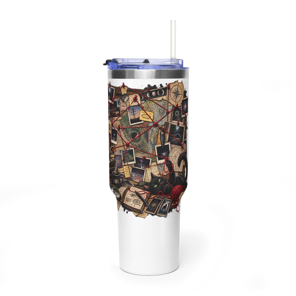 Mystery Board 40oz Vacuum Tumbler — Detective Case Files Design