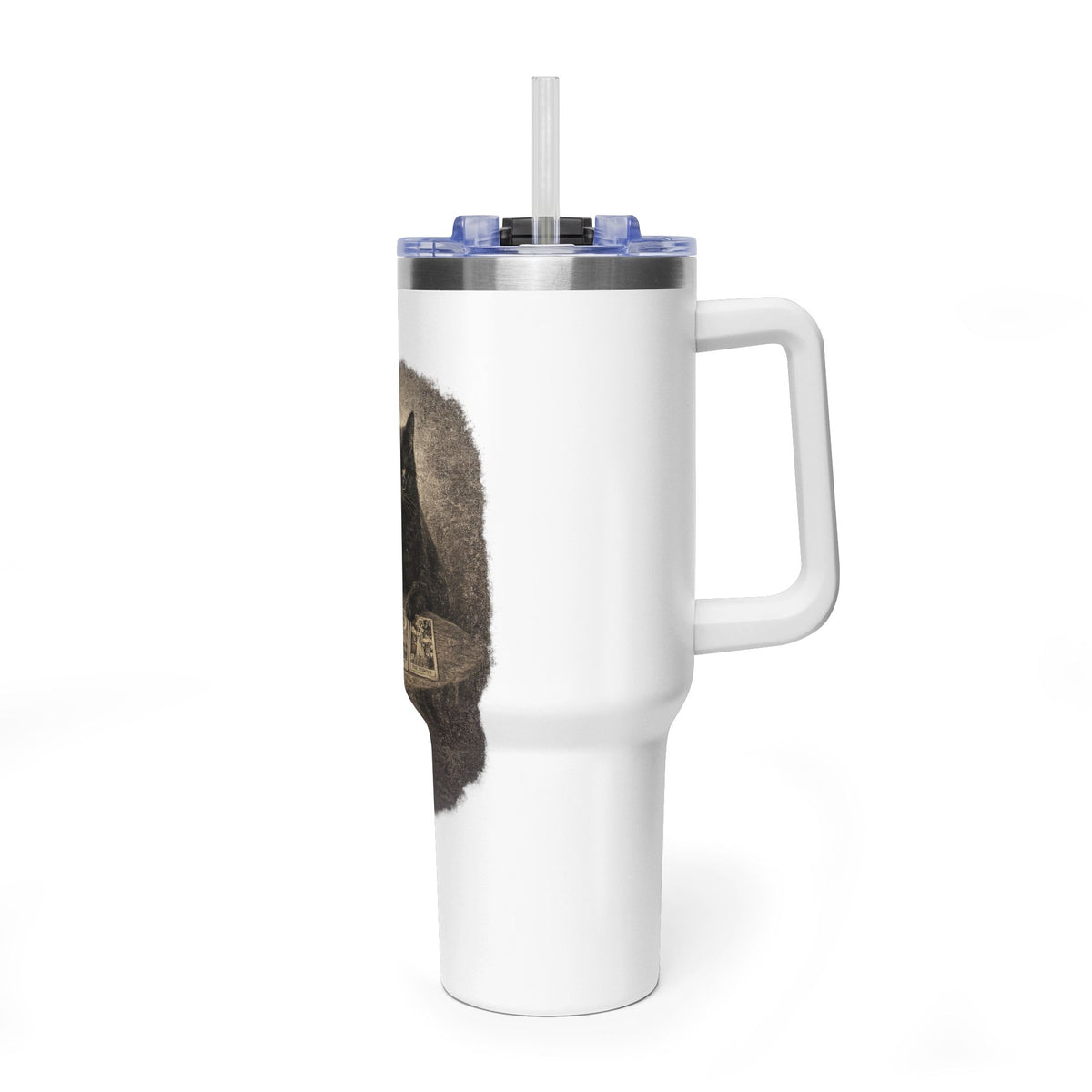 40oz Black Cat Tarot Tumbler — Witchy Tarot Coffee Travel Mug