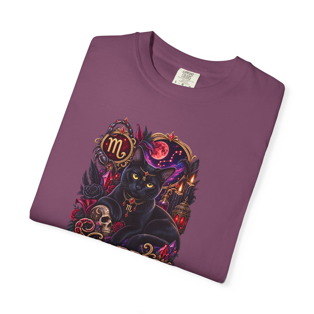 Scorpio Black Cat Zodiac T-Shirt — Dark Mystical Scorpio Graphic Tee