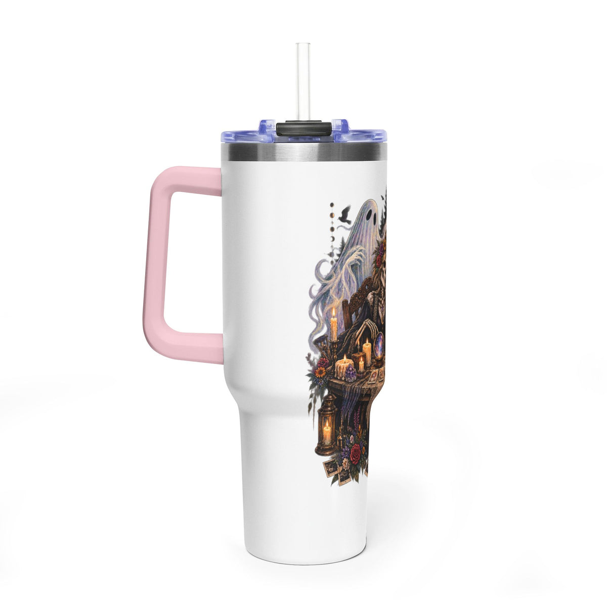 40oz Halloween Witch & Ghost Tumbler – Spooky Cottage Thermal Travel Mug