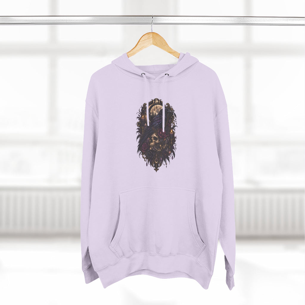 Raven Skull Graphic Hoodie — Gothic Fleece Pullover