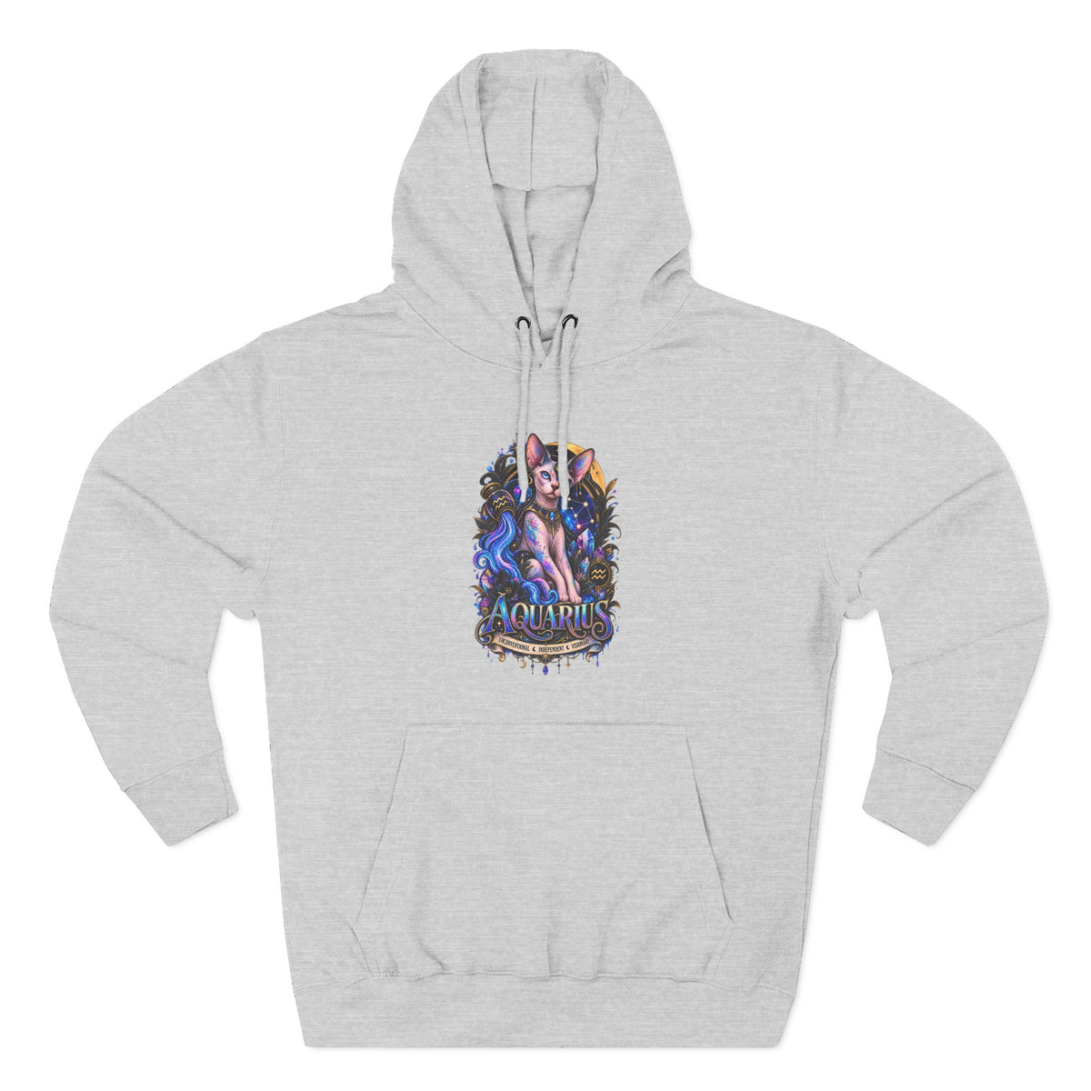 Aquarius Sphynx Cat Zodiac Hoodie- Celestial Astrology Cat Lover Sweatshirt