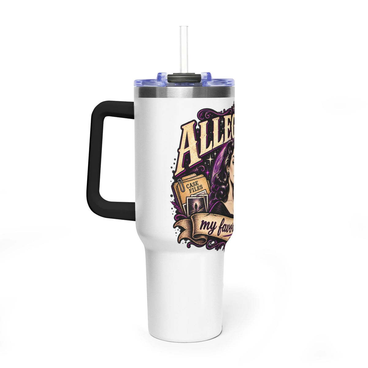 40oz Vacuum Tumbler - "Allegedly" Retro Detective Graphic