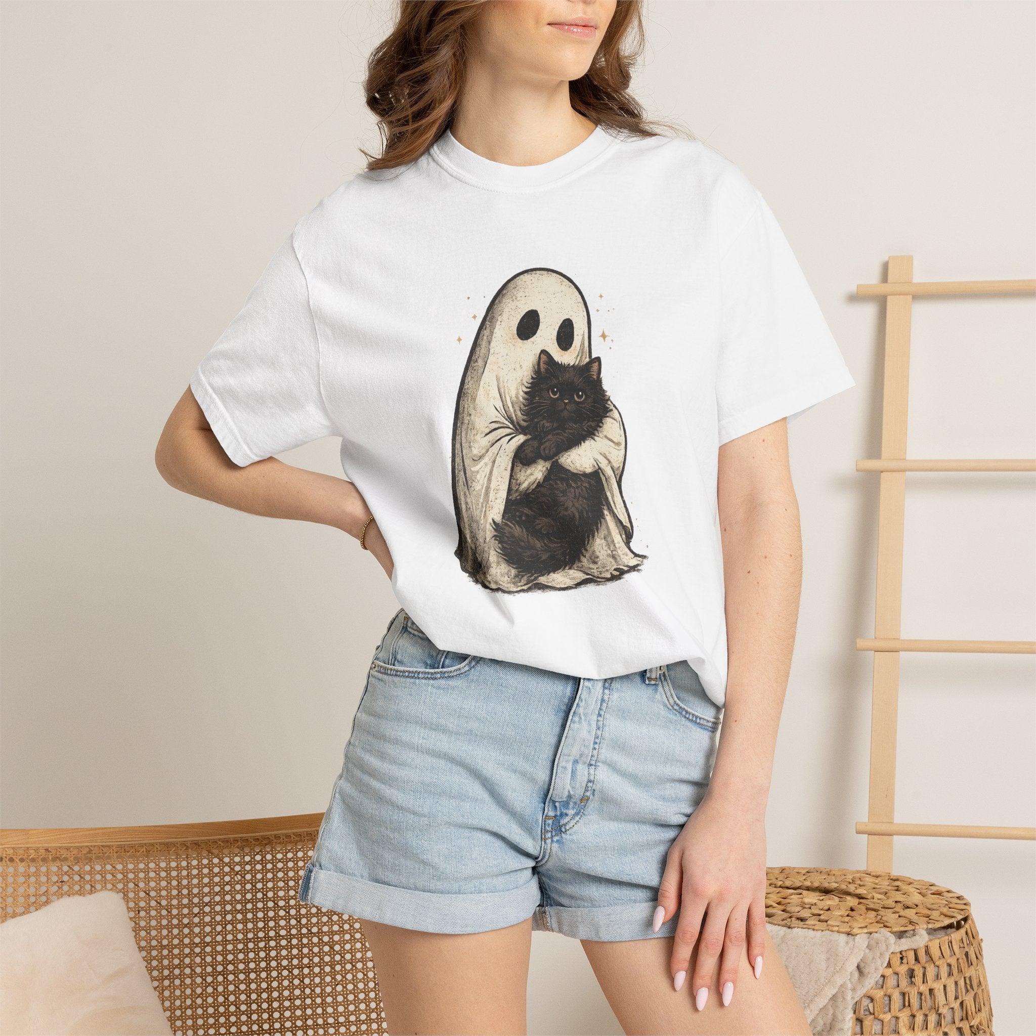 Ghost Hug T-Shirt — Cute Ghost Holding Cat Graphic Tee