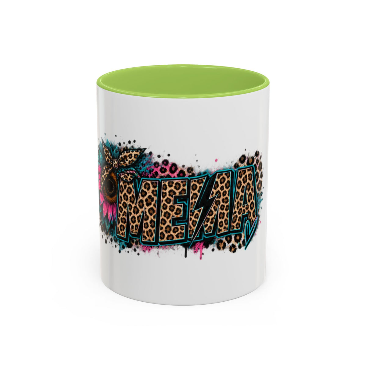 Leopard Print 'Mema' Accent Coffee Mug — Bold Animal Print Ceramic Mug- Mema Gift