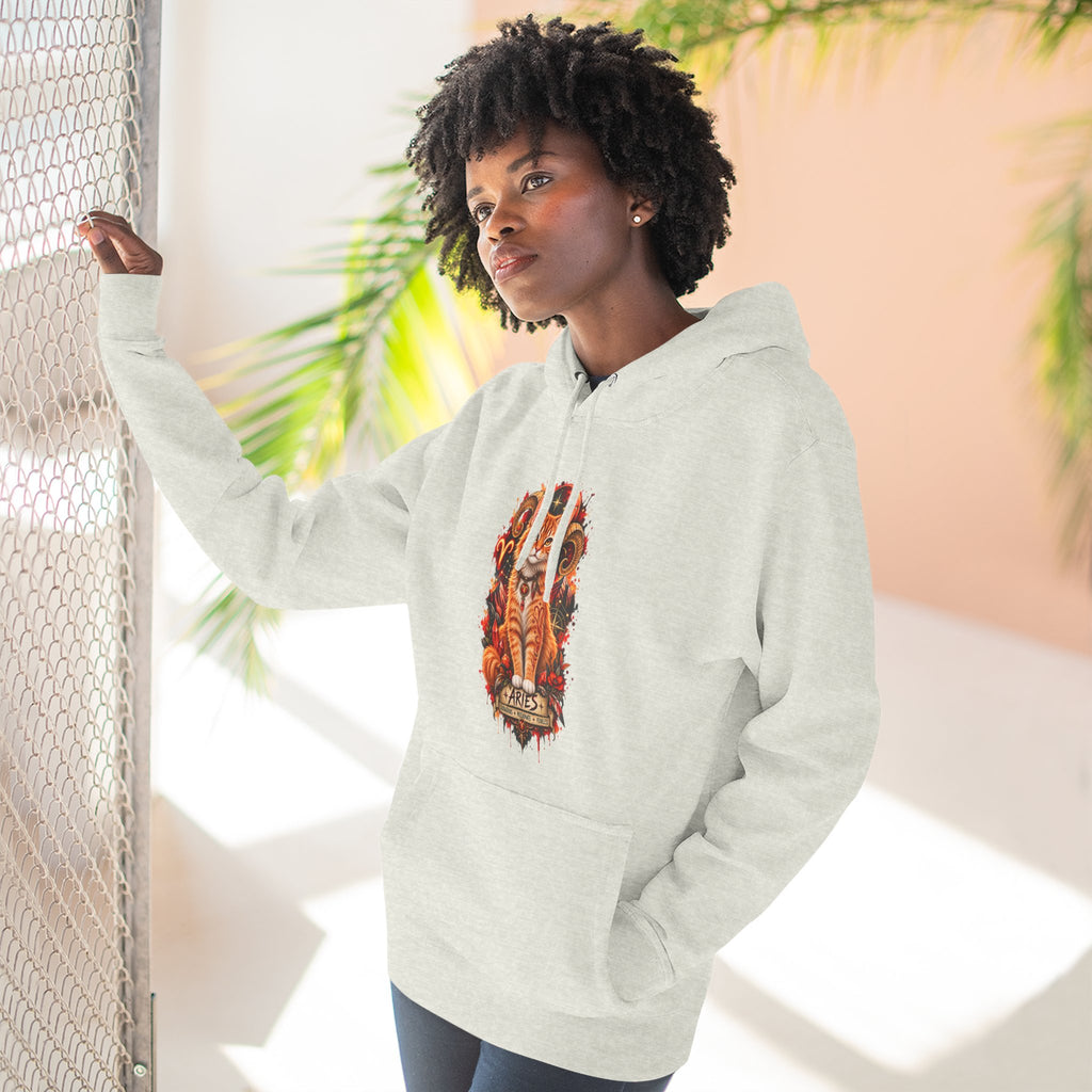 Aries Tabby Cat Zodiac Hoodie — Zodiac Constellation Graphic Fleece Pullover