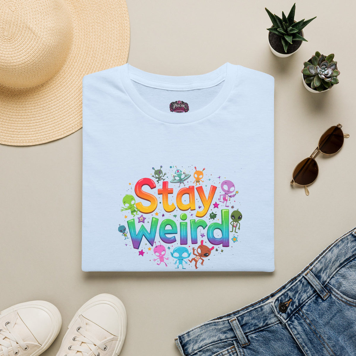 Stay Weird T-Shirt — Colorful Cute Alien Graphic Tee