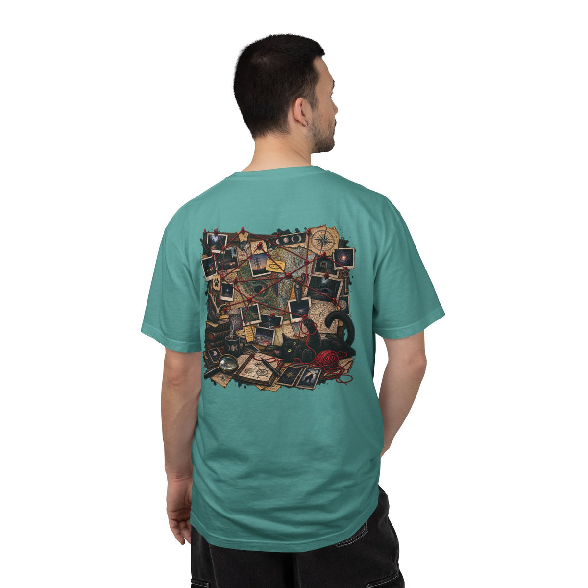 Mystery Evidence Board T-Shirt — Crime Scene Collage Graphic Tee