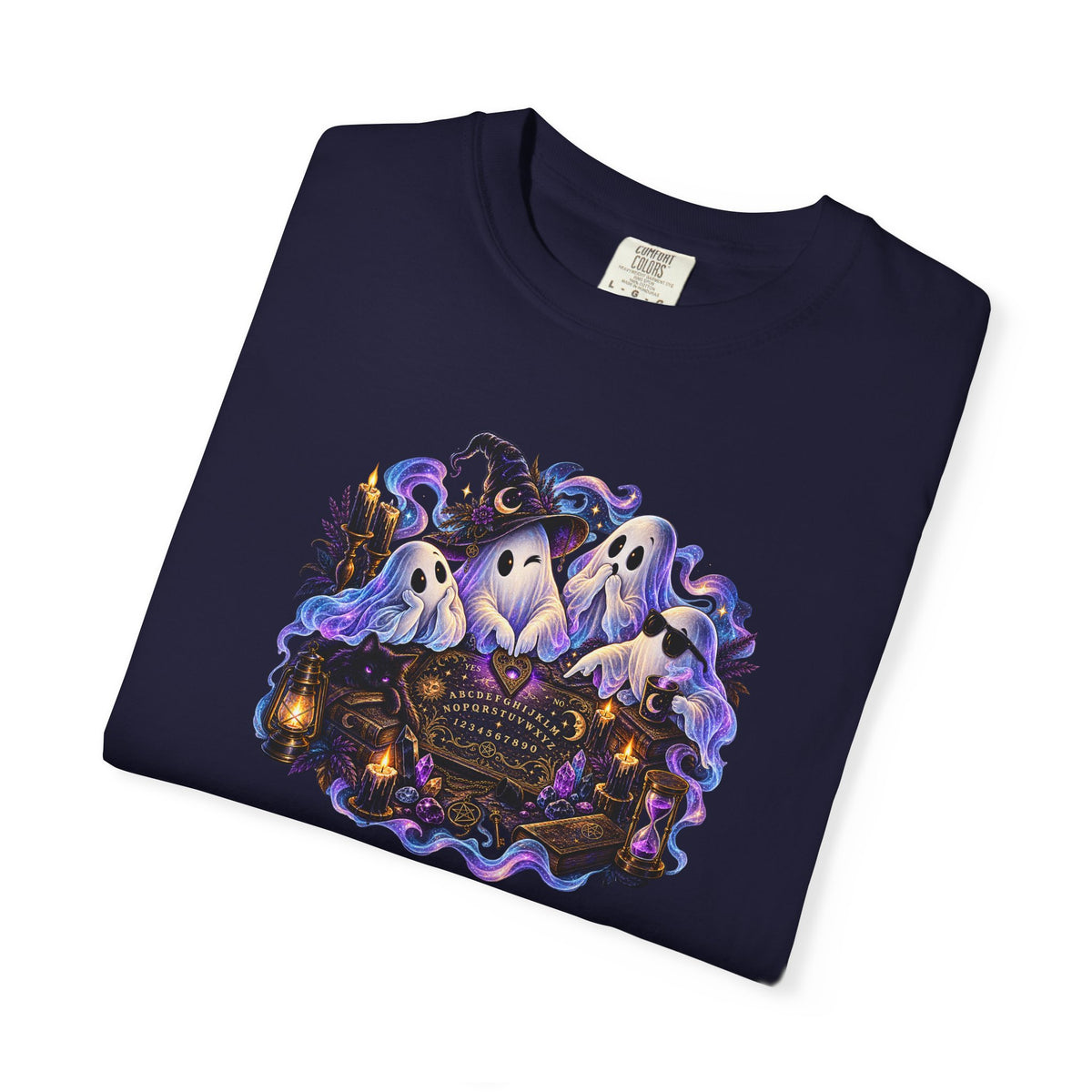 Halloween Ghost Crew T-Shirt — Spooky Night Pumpkin & Bats Graphic Tee