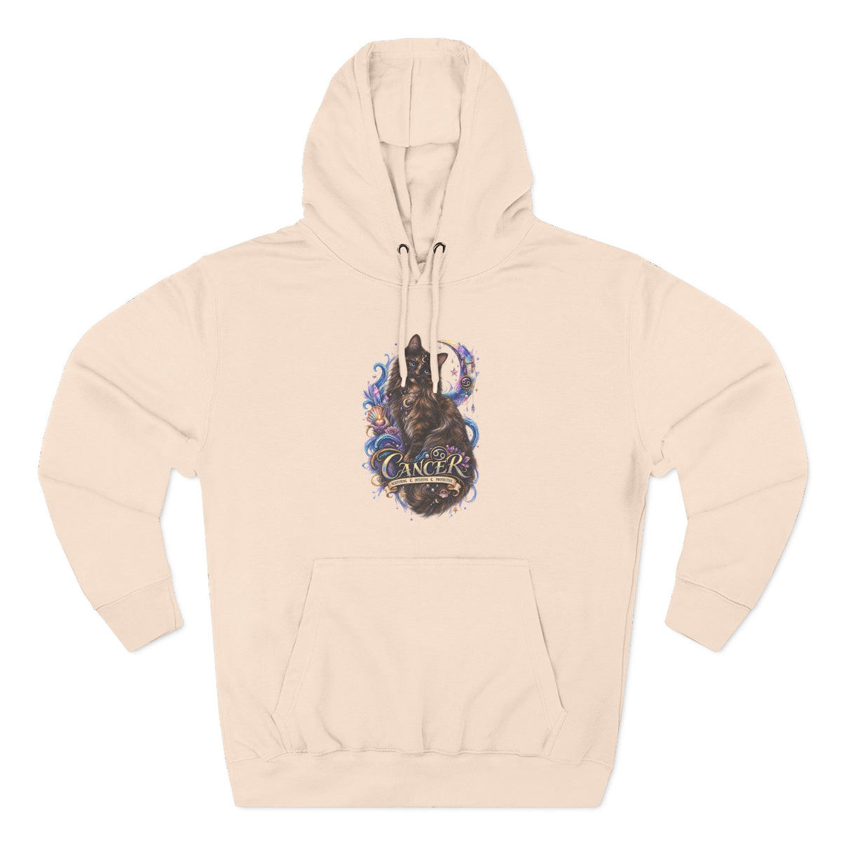 Cancer Tortoiseshell Cat Zodiac Hoodie — Zodiac Cat Graphic Fleece Pullover