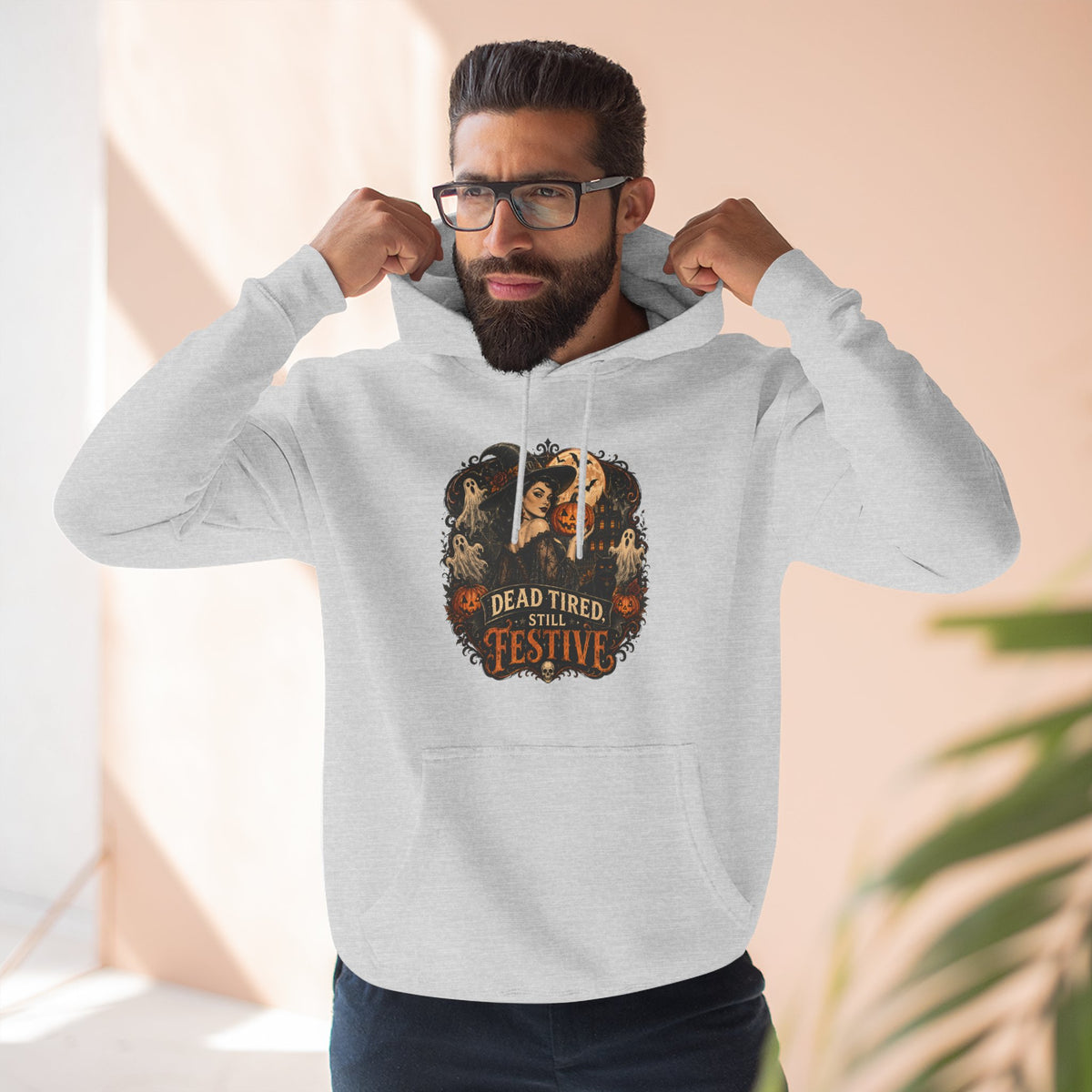 Dead Tired but Festive Hoodie — Funny Halloween Pullover