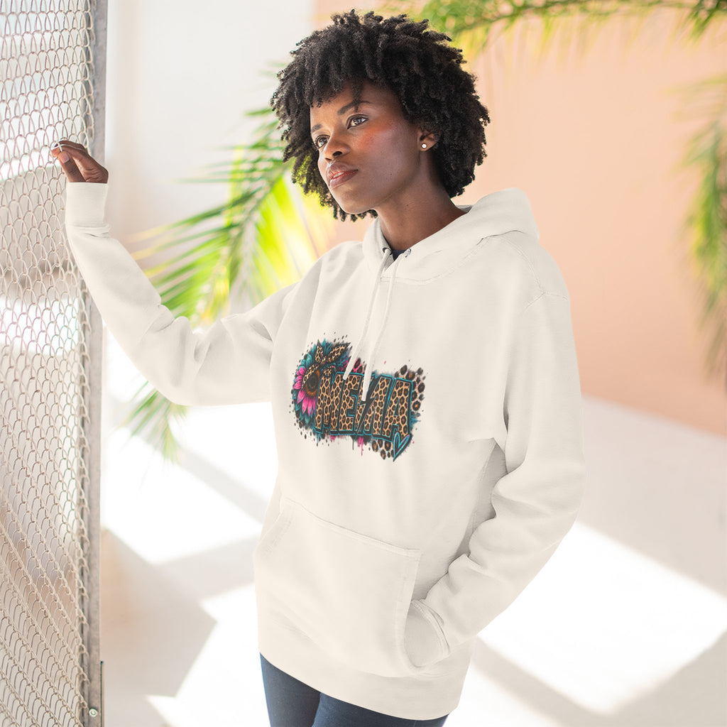 MEMA Leopard Floral Heat Hoodie — Cozy Fleece Pullover with Leopard & Flowers Design