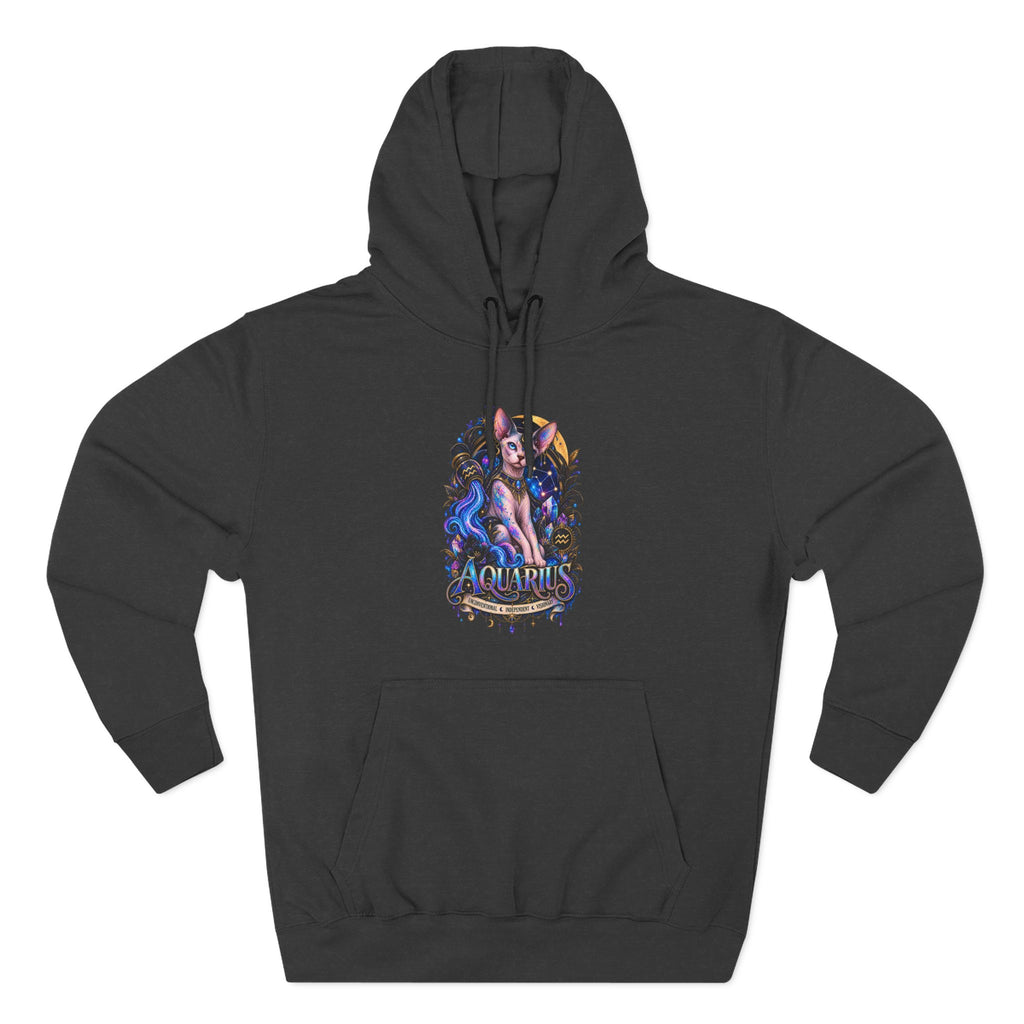 Aquarius Sphynx Cat Zodiac Hoodie- Celestial Astrology Cat Lover Sweatshirt