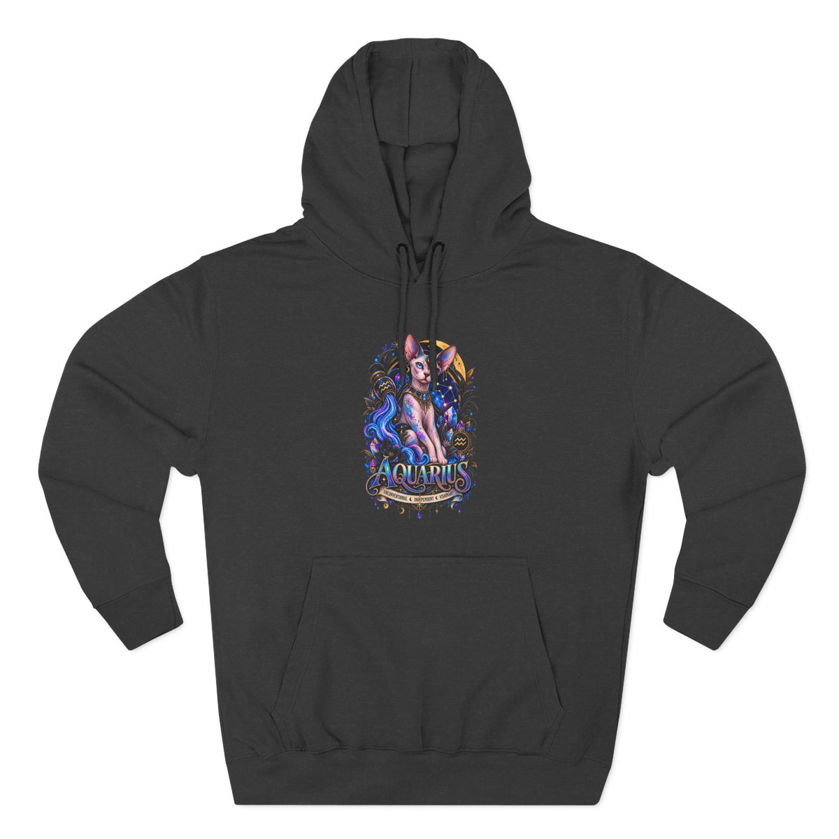 Aquarius Sphynx Cat Zodiac Hoodie- Celestial Astrology Cat Lover Sweatshirt
