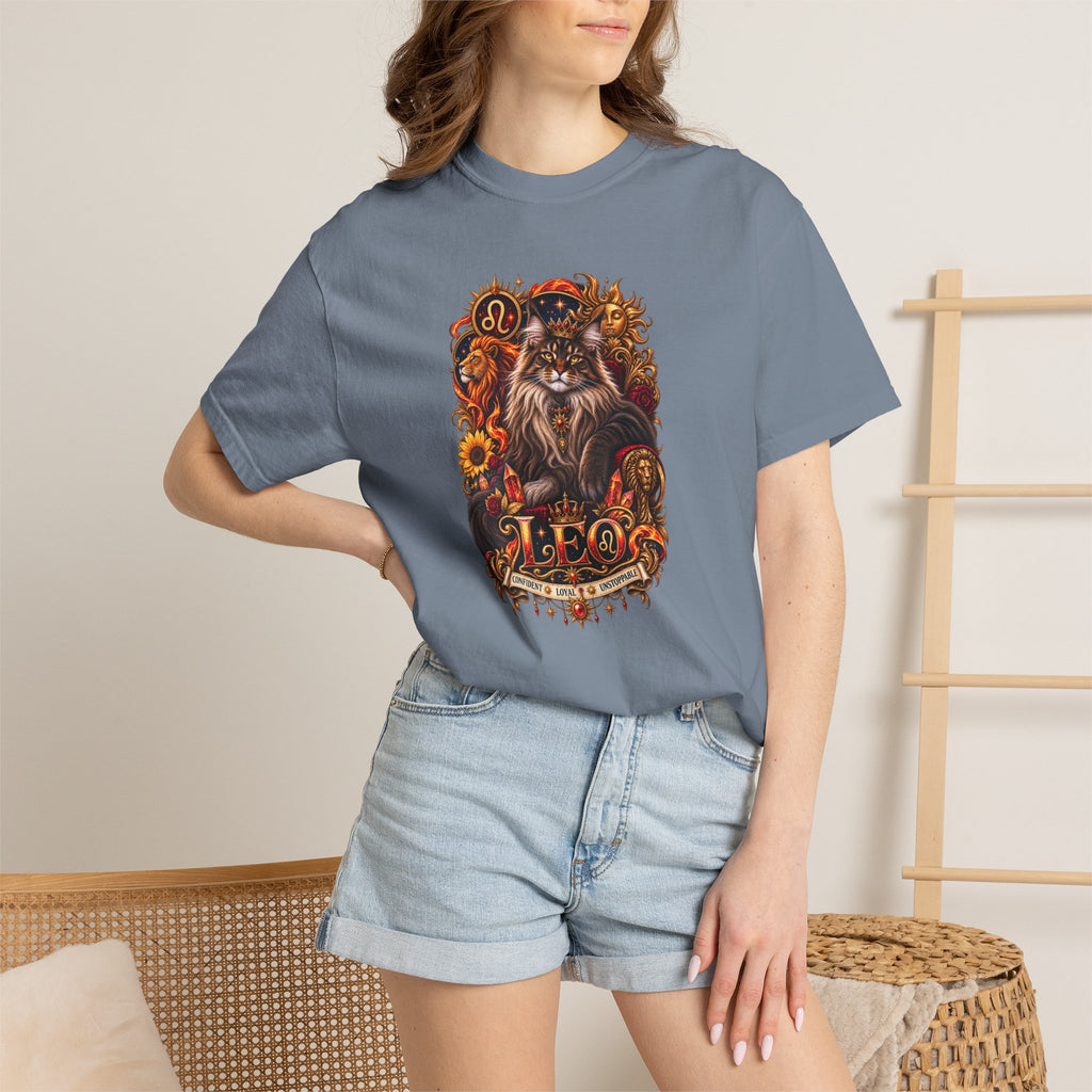 Leo Zodiac Cats T-Shirt — Maine coon Astrology Tee
